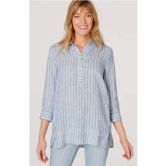 J. Jill Tops - J Jill Perfect Linen Relaxed Tunic Popover Tahitian Teal Womens Size M Petite